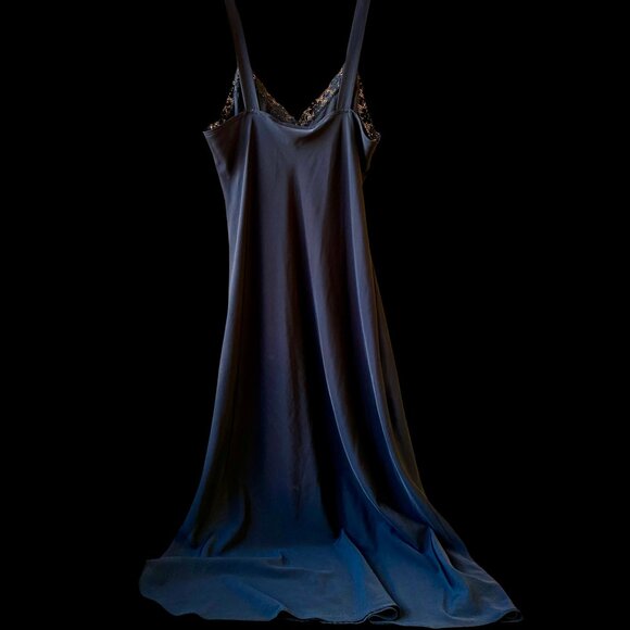 Vintage Val Mode Nightgown Lingerie Black Long Gown size Medium DAMAGED - Picture 6 of 16